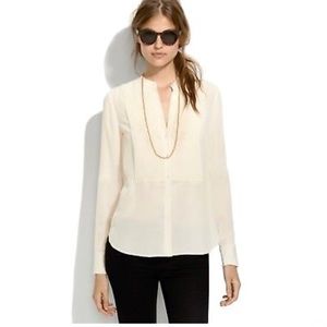 Madewell Silk Tux Pleated Blouse